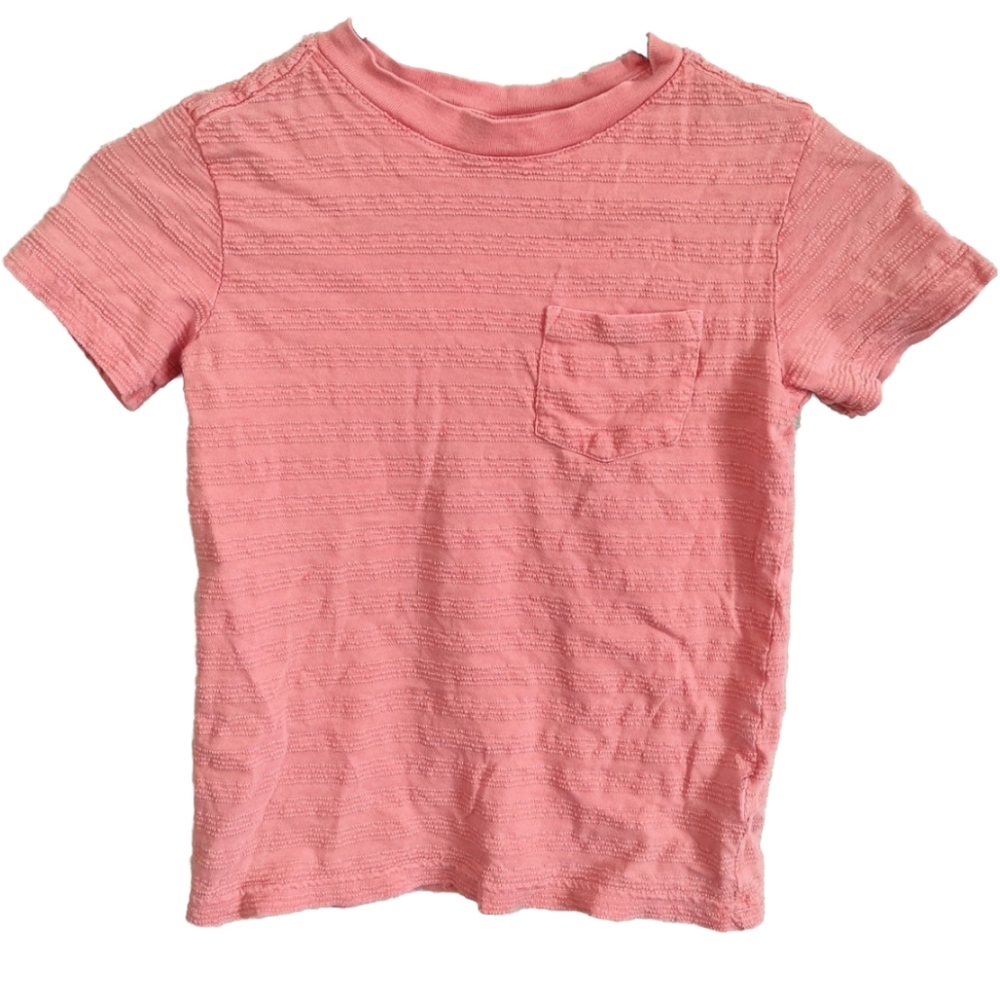Distressed Tee Shirt Short Sleeved Textured Pocket XS 4/5